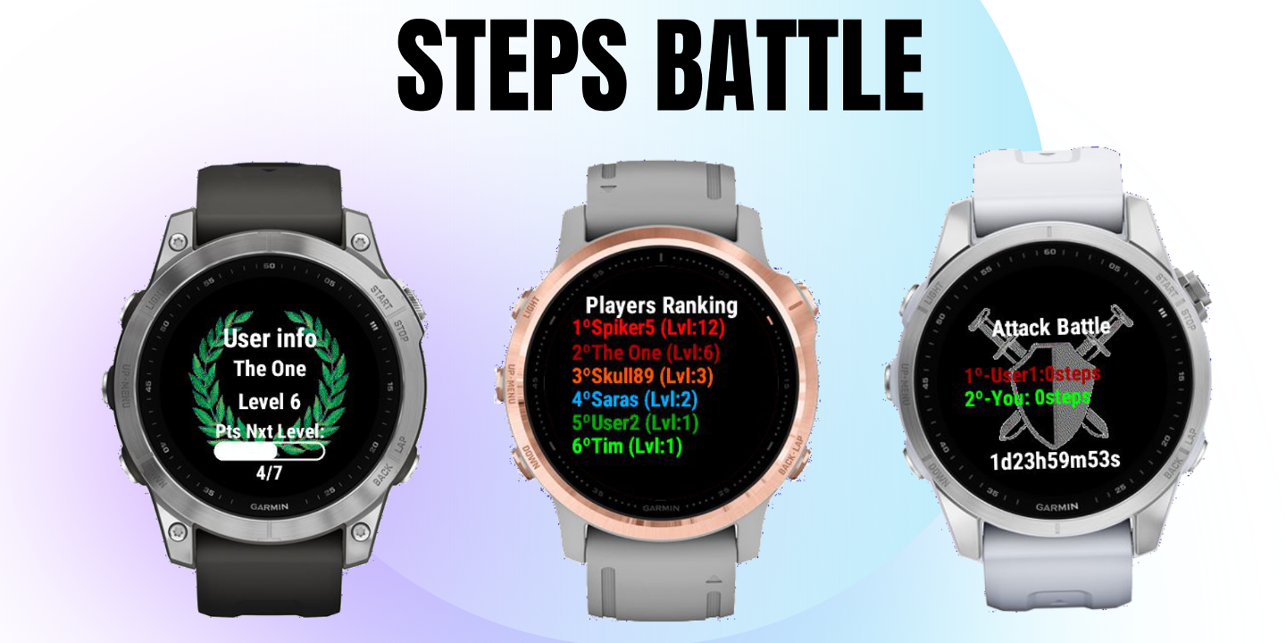 Steps Battle running on several Garmin watches