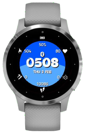 Goal Colors watch face on a Garmin watch