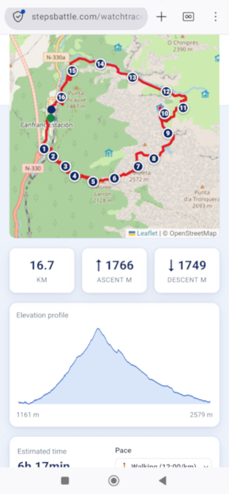 Drawing and sending a route from the WatchTrace website